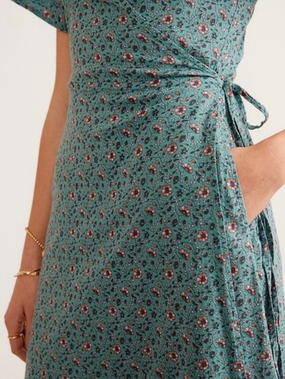 Marine Layer Emlyn Midi Wrap Deep Sea Floral Dress XL - Picture 3 of 4